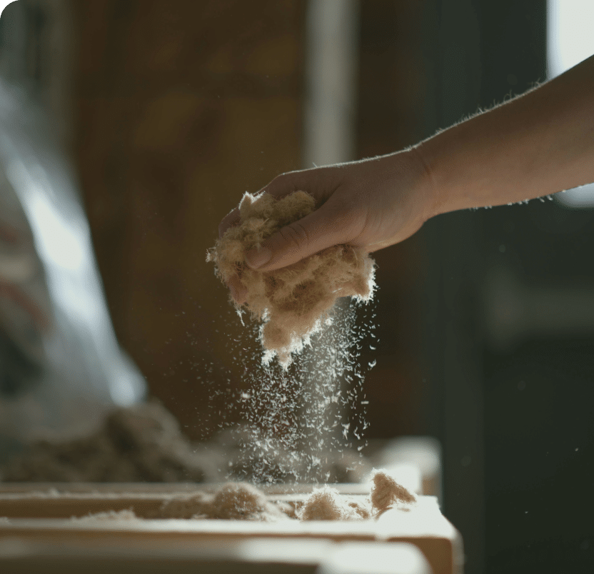 hand with sawdust